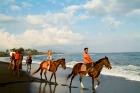 ギャニャールにあるサバビーチにて約2時間の乗馬体験