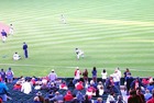 試合前の練習風景