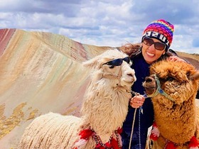 アルパカと記念撮影