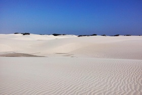 レンソイス国立公園の真っ白な砂丘は砂漠のよう。
